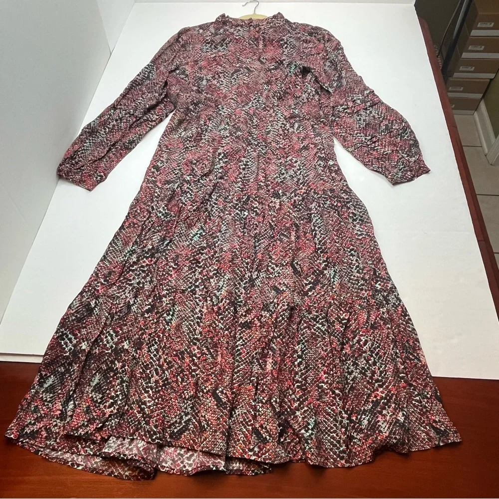 NICHOLAS Eleanor‎ Cross Neck Keyhole Gathered Printed Midi Dress SZ 10 NEW *FLAW - Picture 16 of 16